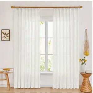 NWOT 2 Panels Set Linen Pinch Pleated Curtains Cream / 50Wx90L